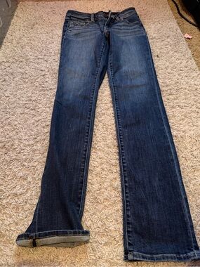 Buckle Dark Blue Flare Jeans - Wide Leg